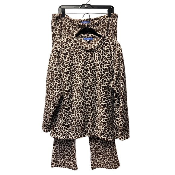 Pine Cone Hill Other - Pine Cone Hill Pajama Pant Set XL Leopard Print Fleece Plush Cozy Winter Cabin